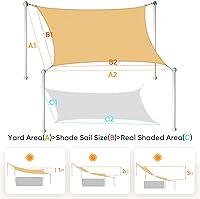 Vista 3 de Quictent - Toldo de sol de 6.1x7.9 m para patio, 185GSM, toldo rectangular resistente para exteriores con protección UV, toldo de sol para el jardín