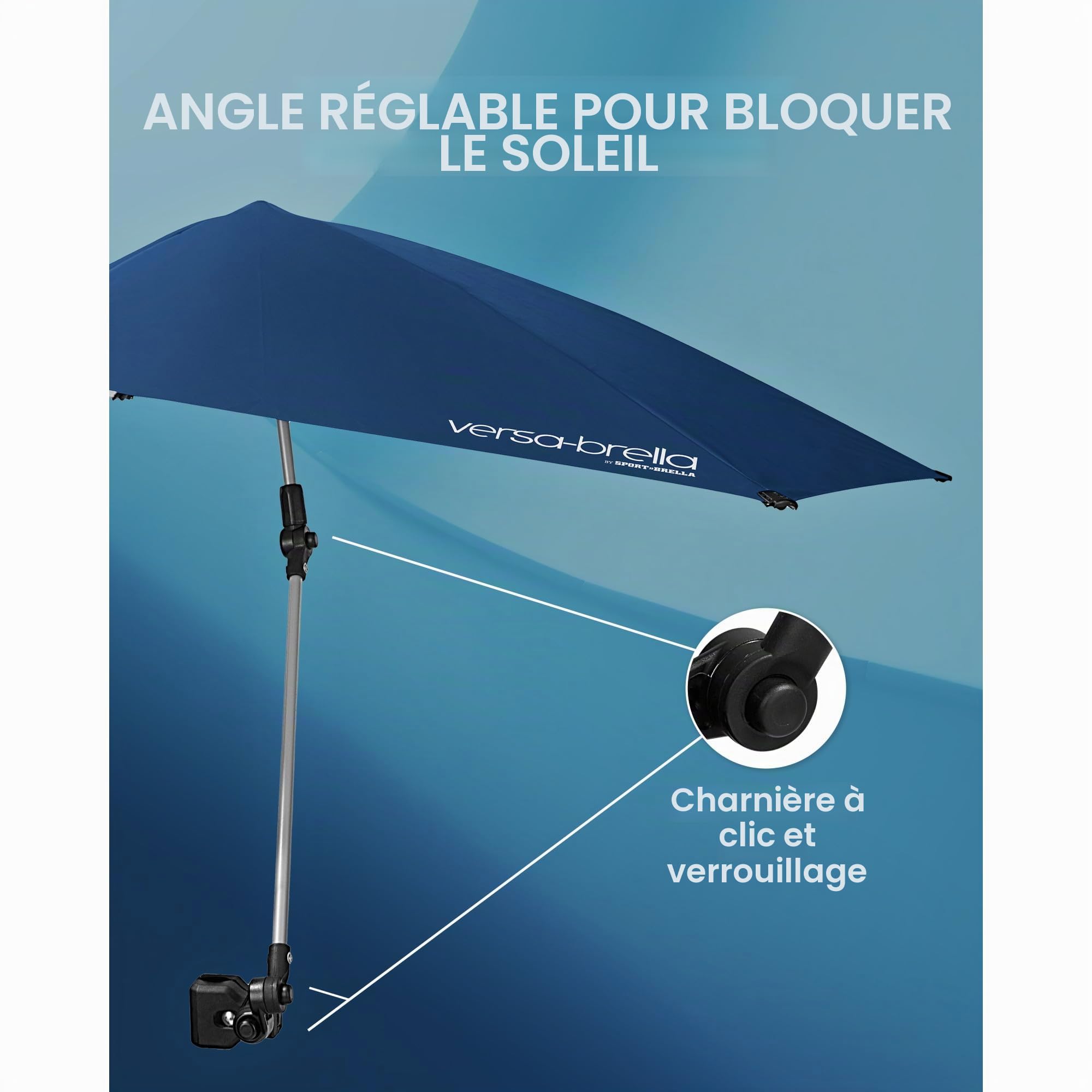 Sport-Brella Versa-Brella verstellbarer Regenschirm mit Universalklemme, LSF 50+