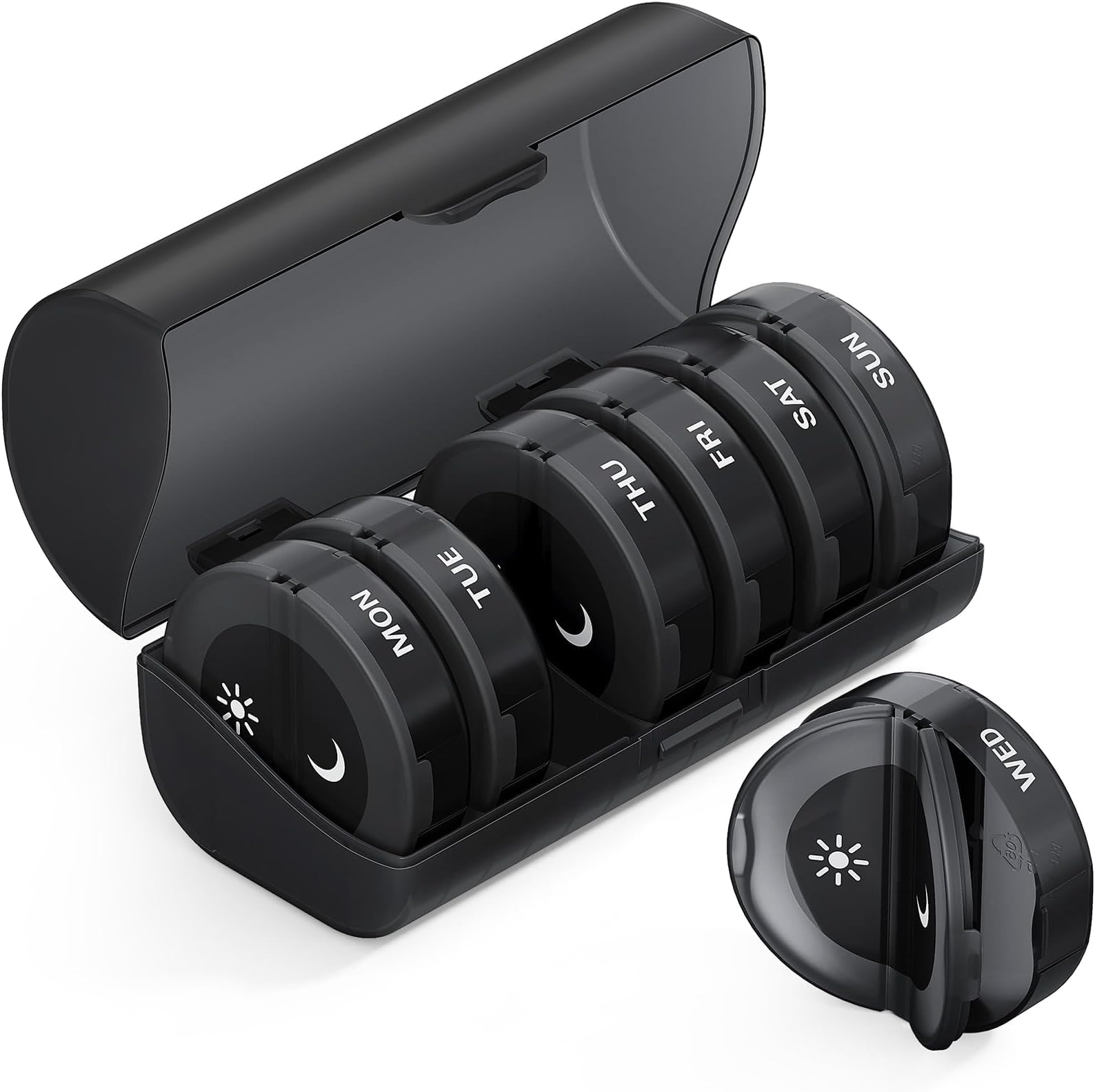 TookMag Pill Organizer 2 Times a Day, Weekly AM PM Pill Box, Large Capacity 7 Day Pill Cases for Pills/Vitamin/Fish Oil/Supplements (Black)