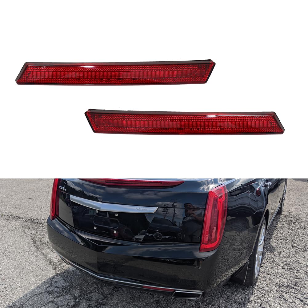 Tonsya Red Lens For 2013 2014 2015 2016 2017 Cadillac XTS Bumper Reflector Tail Lights Housing Turn Signal Brake Stop & Rear Fog Housing #20874085 20874084