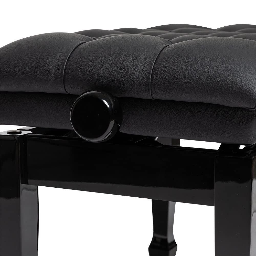 Panca per pianoforte idraulico da concerto nero Highgloss con piano in vinile nero ignifugo