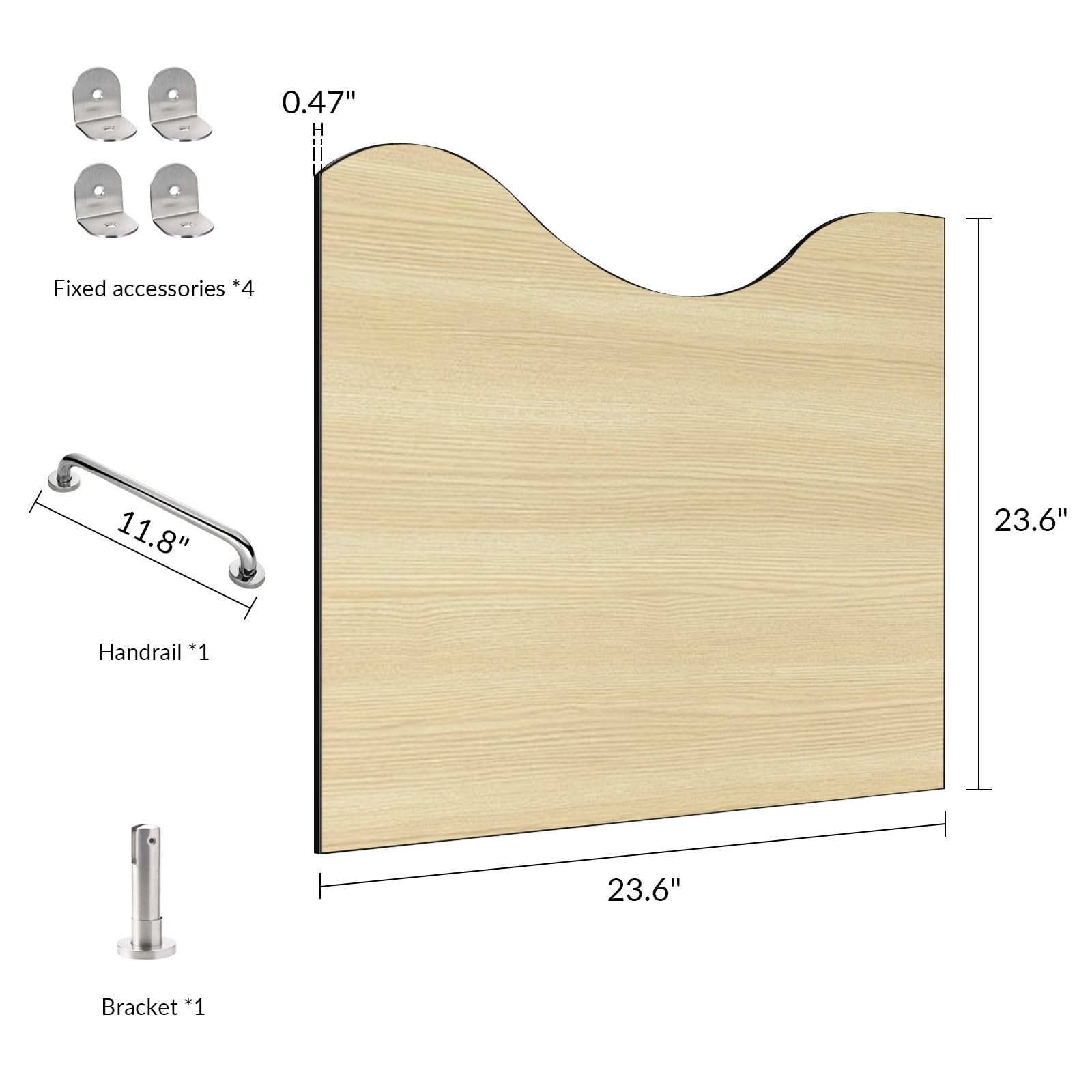 Mampara divisoria Impermeable para urinario Comercial de 23,6 x 23,6 Pulgadas, para Montaje en Suelo, con Accesorios de Acero Inoxidable, Ideal para el hogar, restaurantes, hoteles