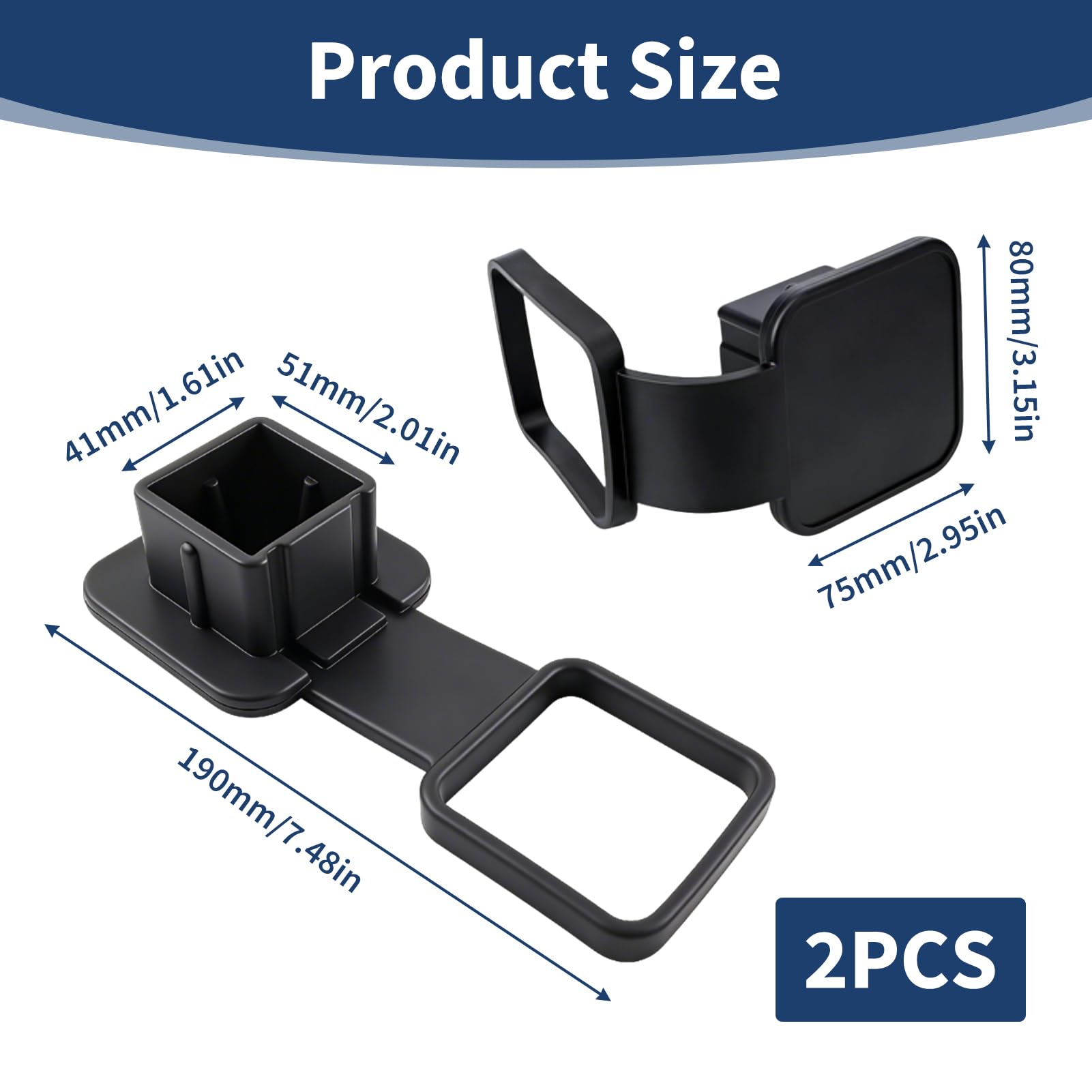 2 Piezas Cubierta Enganche Remolque 2 Pulgadas, Tapa Tubo Enganche Remolque de Goma, Tapón Receptor 2 Pulgadas 5 cm para Tubo Receptor de Clase 3 4 5 para Camioneta SUV Todoterreno Negro — view 2