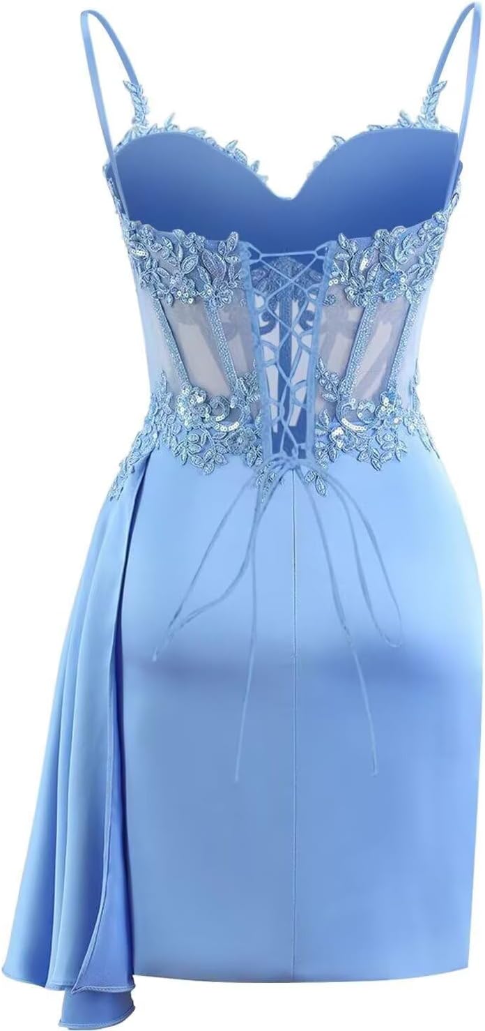 Women's Spaghetti Straps Sequin Homecoming Dresses for Teens Tight Sparkly Cocktail Party Gowns DE503