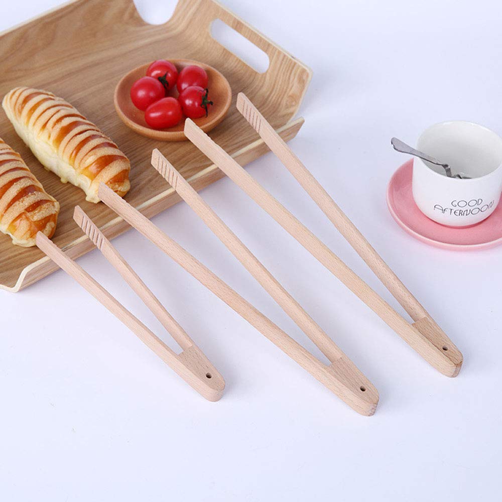 Onwon 3 Packs Wood Toaster Tongs - Natural Non-Toxic Wooden Kitchen Tongs for Cooking & Holding Food, Flipping Meat, Grabbing Toast Bacon Muffin Bagel Bread and More, 12.6