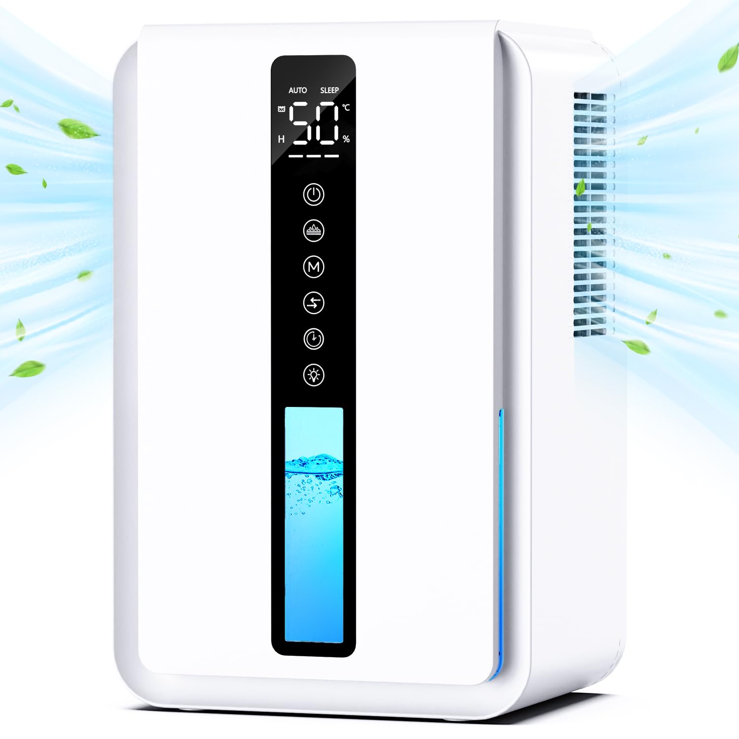 Deumidificatore Portatile con Luci a LED, 48H Timer, Spegnimento Automatico, Deumidificatore Casa 2500ML, Controllo Umidità e Muffa, Luci a LED, per Camera Ufficio Bagno