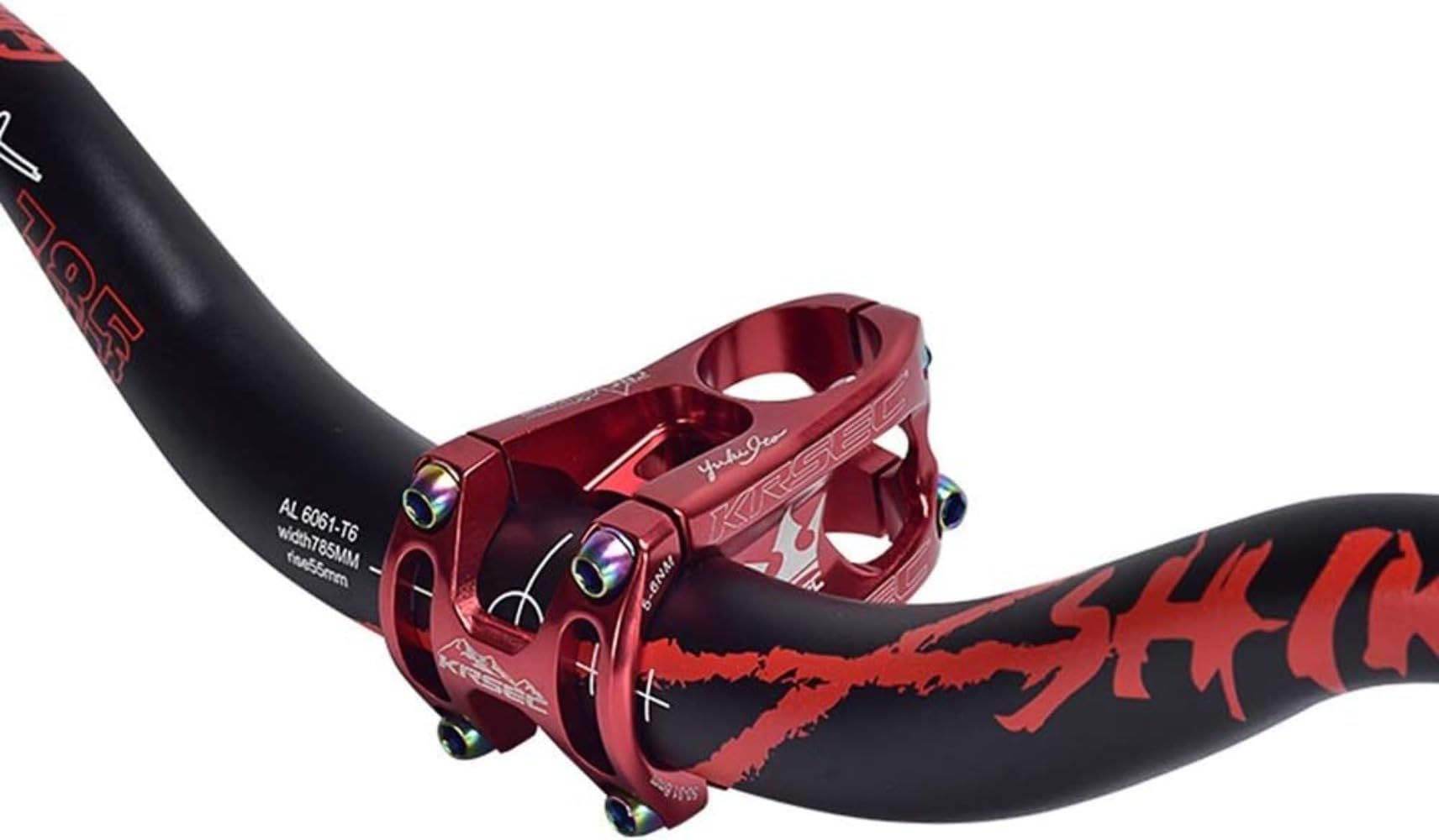 Manubrio per mountain bike da 31,8 mm, altezza di sollevamento 55 mm, in lega di alluminio XC/AM/MTB, 780 mm di larghezza, manubrio MTB (verde)