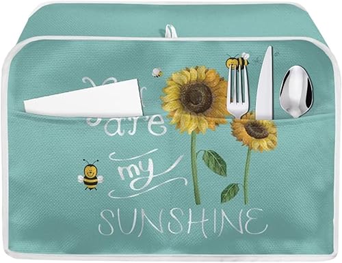 Cubierta para tostadora con estampado de girasol, ranura ancha de 2 rebanadas, cubierta lavable para máquina de pan, cubierta para tostadora,