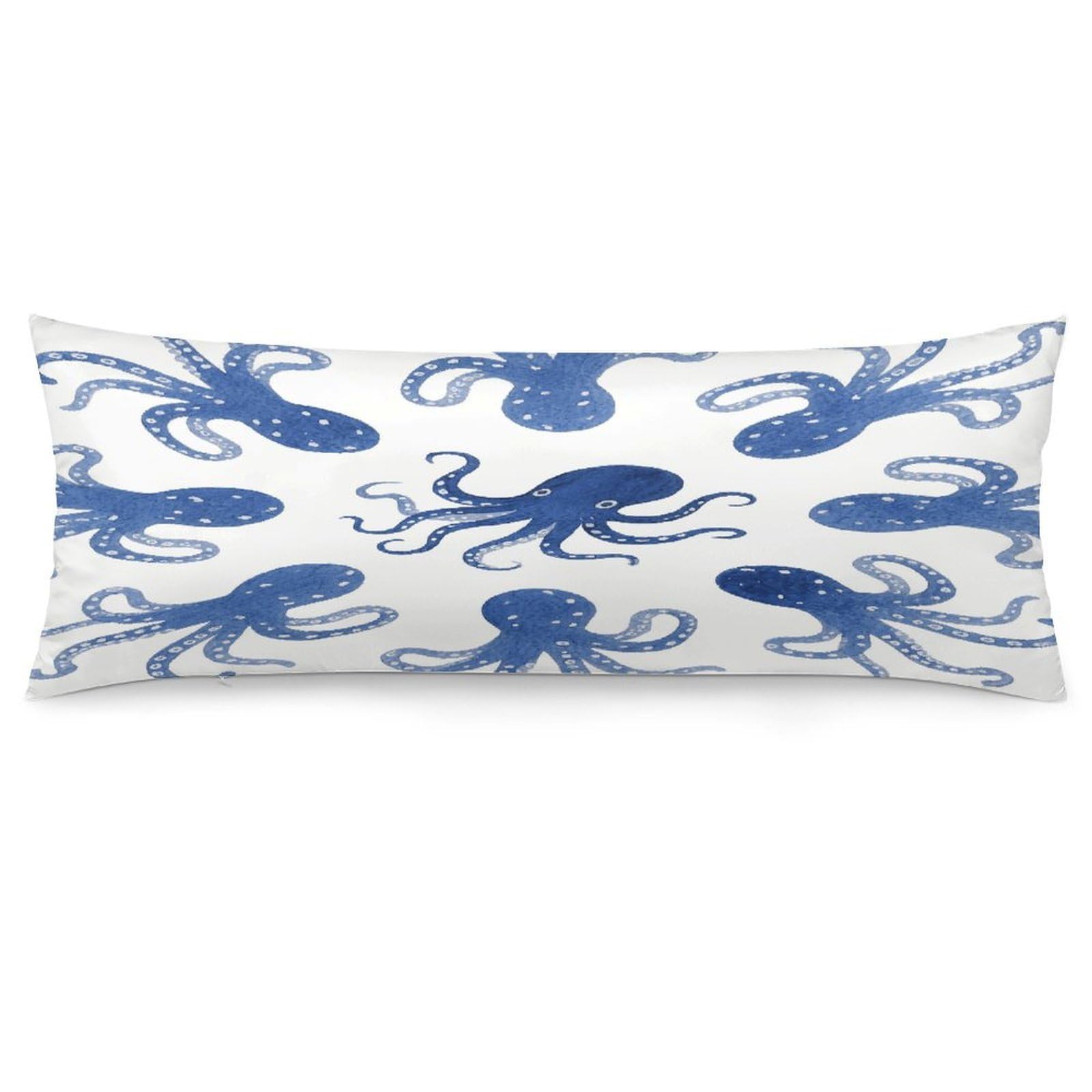 Blue Octopus Throw Pillow Cover Soft Lumbar Pillow Covers with Zipper Breathable Rectangular Cushion Case Polyester Pillow Case Decorative Body Pillow Cover for Couch Bed