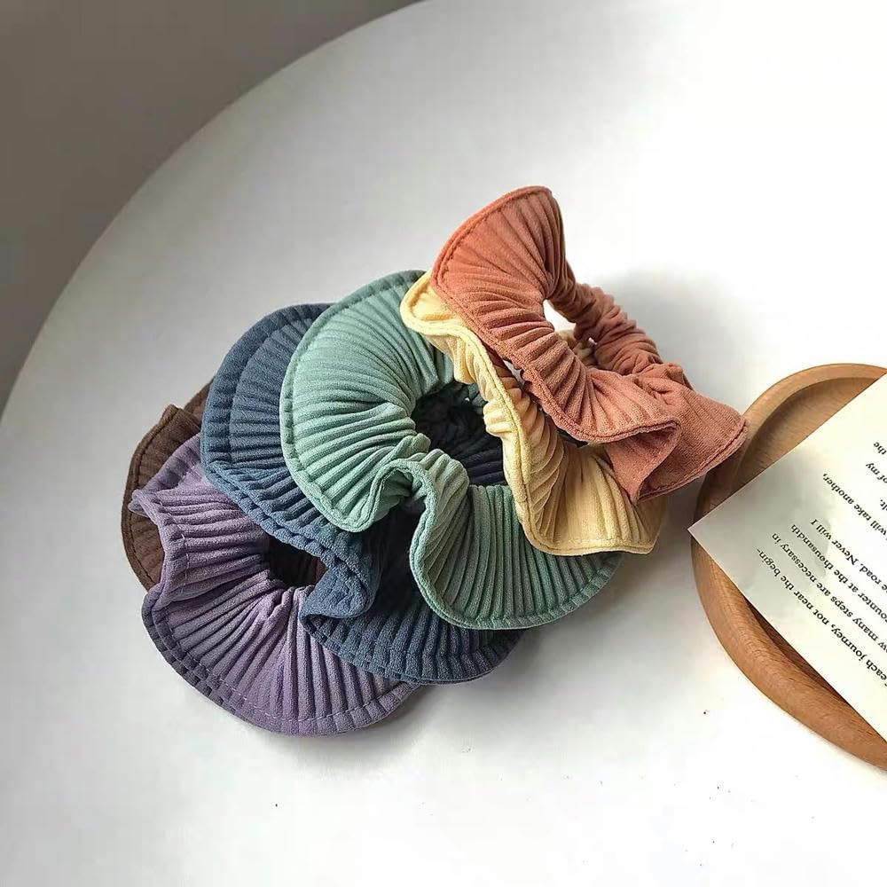 Bandas para el pelo, lazos de satén para el pelo, lazos de seda para el pelo, anillos para trenzas, 6 unidades de color sólido, banda para el pelo arrugada, banda de goma, diadema para el pelo