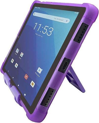 Miniatura 4 de Funda protectora de TPU para tableta Android Onn Pro de 8 pulgadas versión 2020 (soporte morado + TPU púrpura)