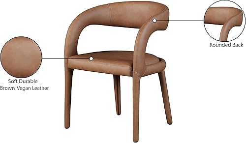 Miniatura 9 de Meridian Furniture 987Brown-C Sylvester Collection Modern Silla de comedor tapizada de cuero vegano contemporáneo con respaldo redondeado, 23.5