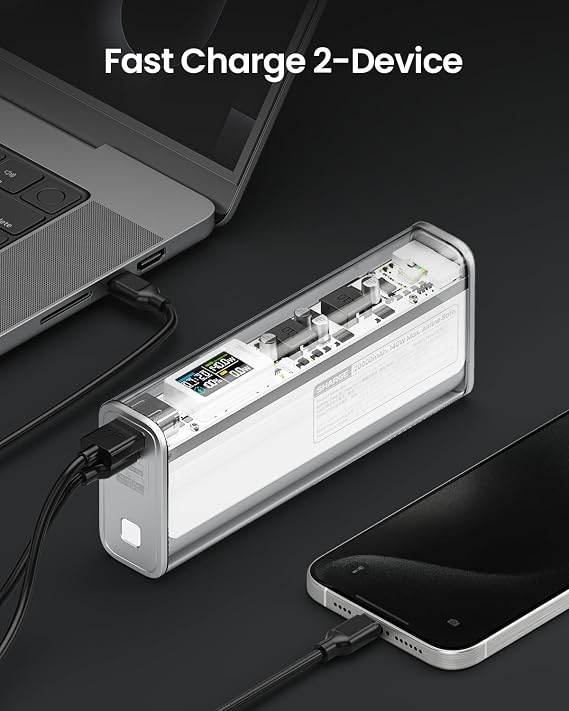 كابل USB C بقوة 240 وات وبنك الطاقة Shargeek 140 - حزمة بيضاء