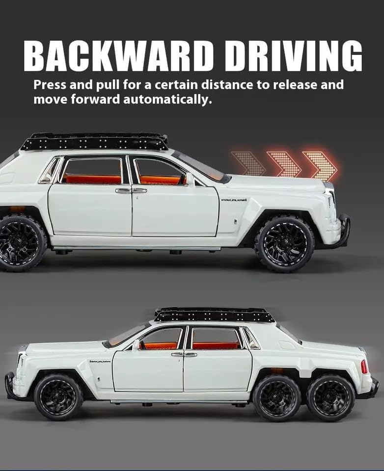 Image of Sky Tech Rolls Royce Phantom 6x6 Model Car 1:32 Scale Exclusive Alloy Metal Pull Back Die-cast Car Toy with Openable Doors & Light Music Boys Toys for Kids (Phantom 1:32 6x6)【Colors as Per Stock】