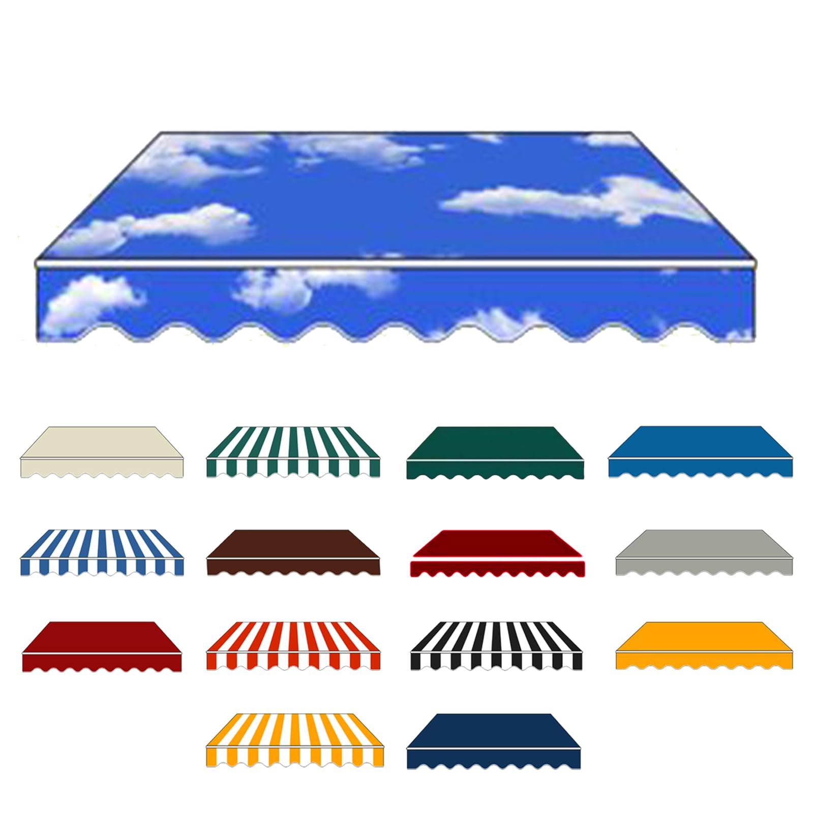 Toldo articulado resistente al agua, protección solar, toldo para balcón: con marco grueso, toldo extensible manual, práctico e inoxidable, protección UV (cielo azul y nubes blancas, 2 x 1,5 m)