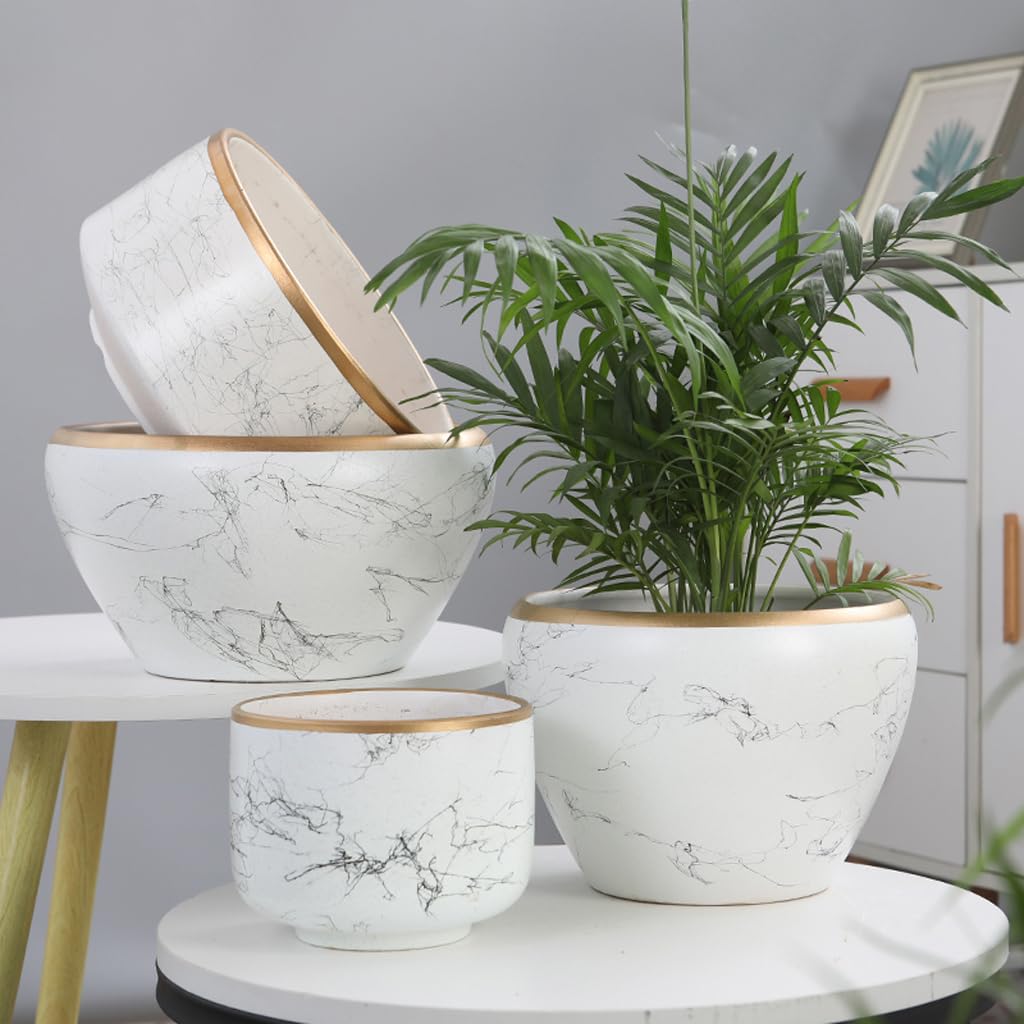 Vasi da Giardino Fioriera in Ceramica da 5/6/7" - Vaso per fioriera per Interni/Esterni con Foro di drenaggio e Vassoio, Ciotola per Piante Phnom Penh per Fiori o Verde