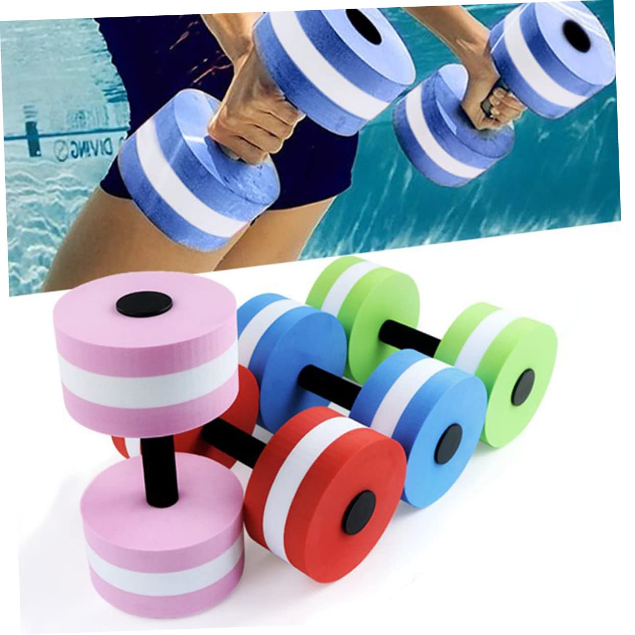 HANABASS 1pc Eva Dumbbell for Swimming and Floating Dumbbell for Pool Exercise Comfortable Grip Low Water Absorption for Aquatic Sports Red