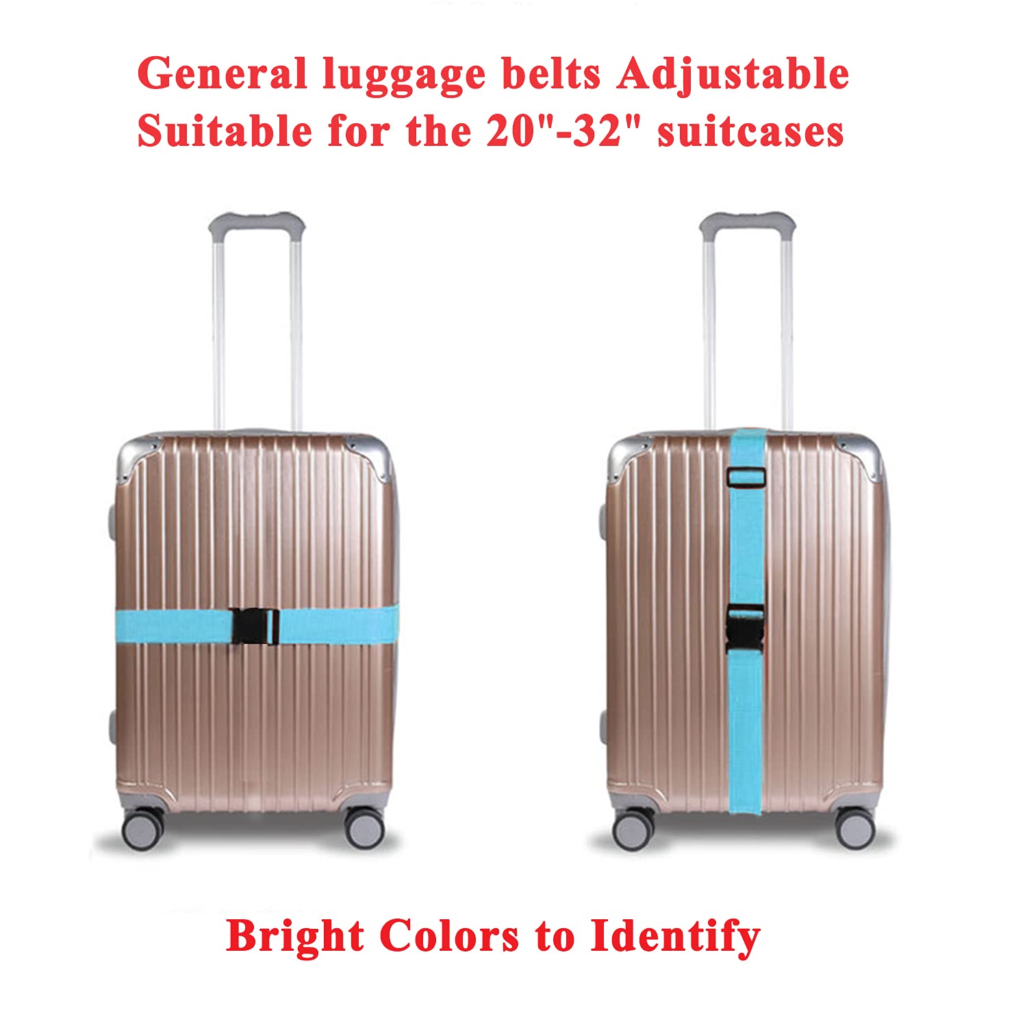 2 Pack Suitcase Belts, Adjustable Luggage Straps, Bright Colors Travel Packing Straps with Quick Release Buckle (Blue) 1