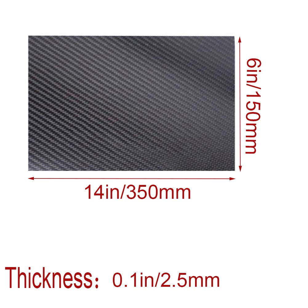 Panel 3K Sztywny laminat FPV Robots Cięty 350mm x 150mm Twill Matowy(Thickness2.5mm)