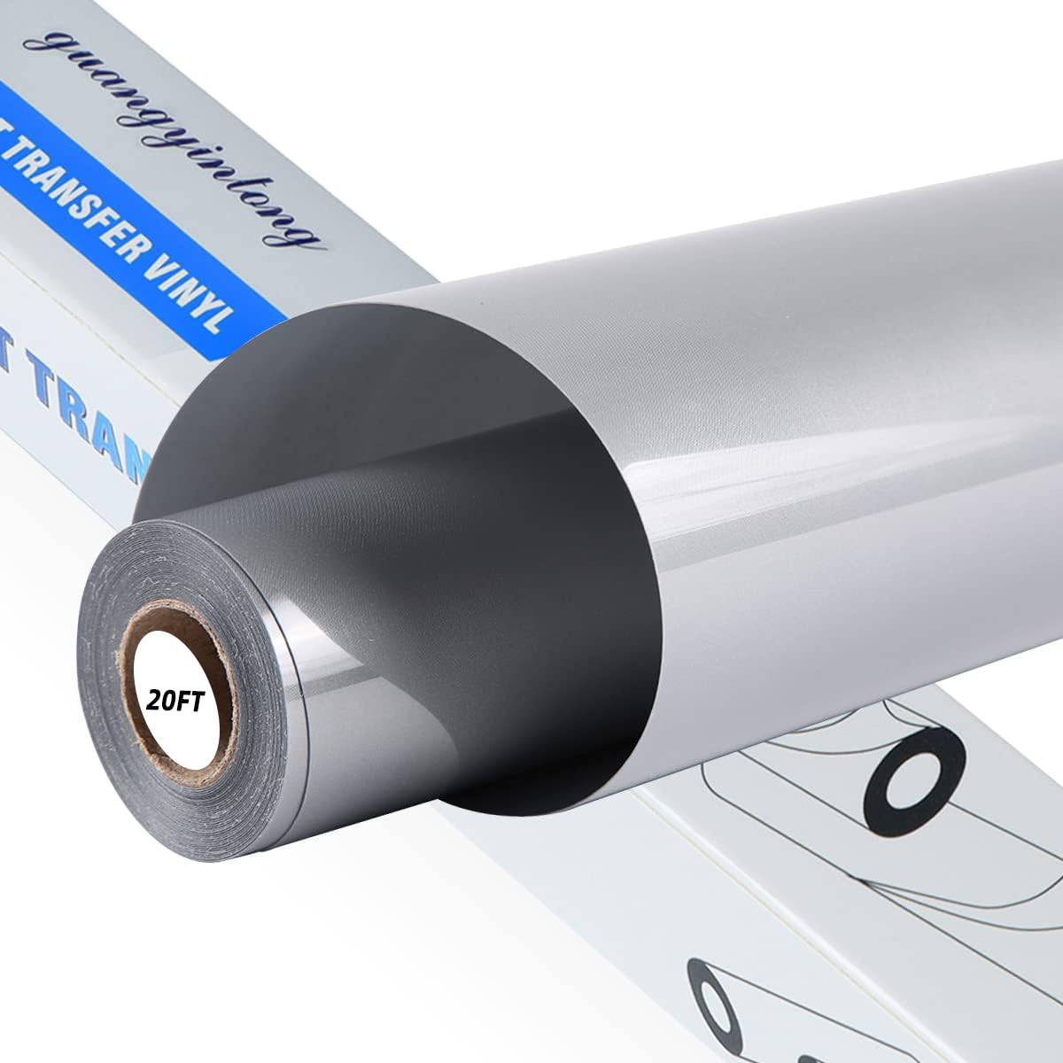 guangyintong Heat Transfer Vinyl 12" x 20ft Silver Iron on Vinyl | Glossy Surface HTV Vin…