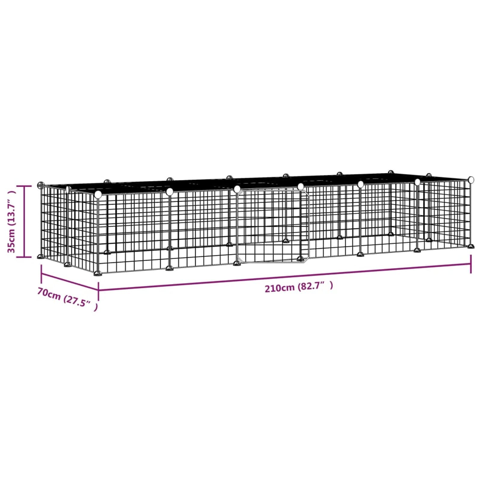 Jaula para Mascotas de 28 Paneles Puerta, LAPOOH Jaula Cobaya, Jaulas para Conejos, Valla para Mascotas, Recinto para Conejos, Parque para Conejos, Cosas para Conejos, Acero Negro 35x35 cm