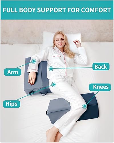 Miniatura 5 de Cuñas para posicionamiento de cama, almohadas de cuña lateral para personas mayores, 3 piezas, almohada de cuña de posicionamiento multifunción para