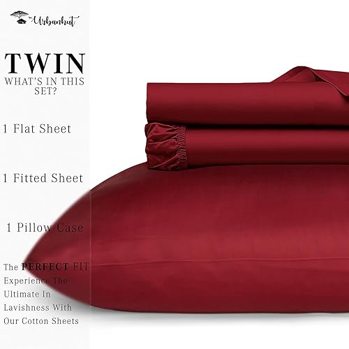 Miniatura 4 de URBANHUT Juego de sábanas de 800 hilos, 100 % algodón puro, suave y transpirable, de fibra larga similar al algodón egipcio, juego de sábanas de 3