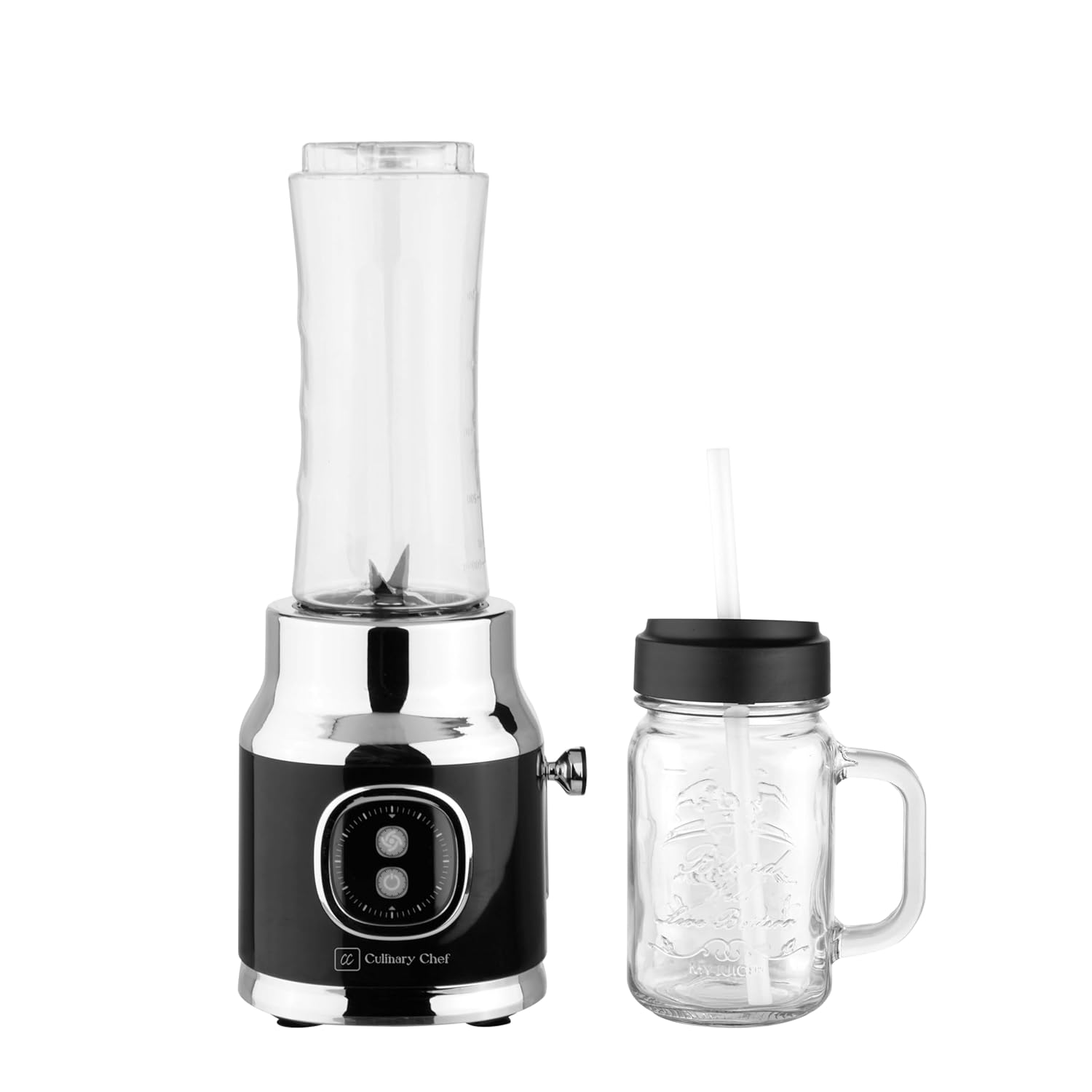 CULINARY CHEF Retro Smoothie Maker Personal Blender with Mason Jar Perfect for Shakes and Smoothies Countertop Dishwasher Safe