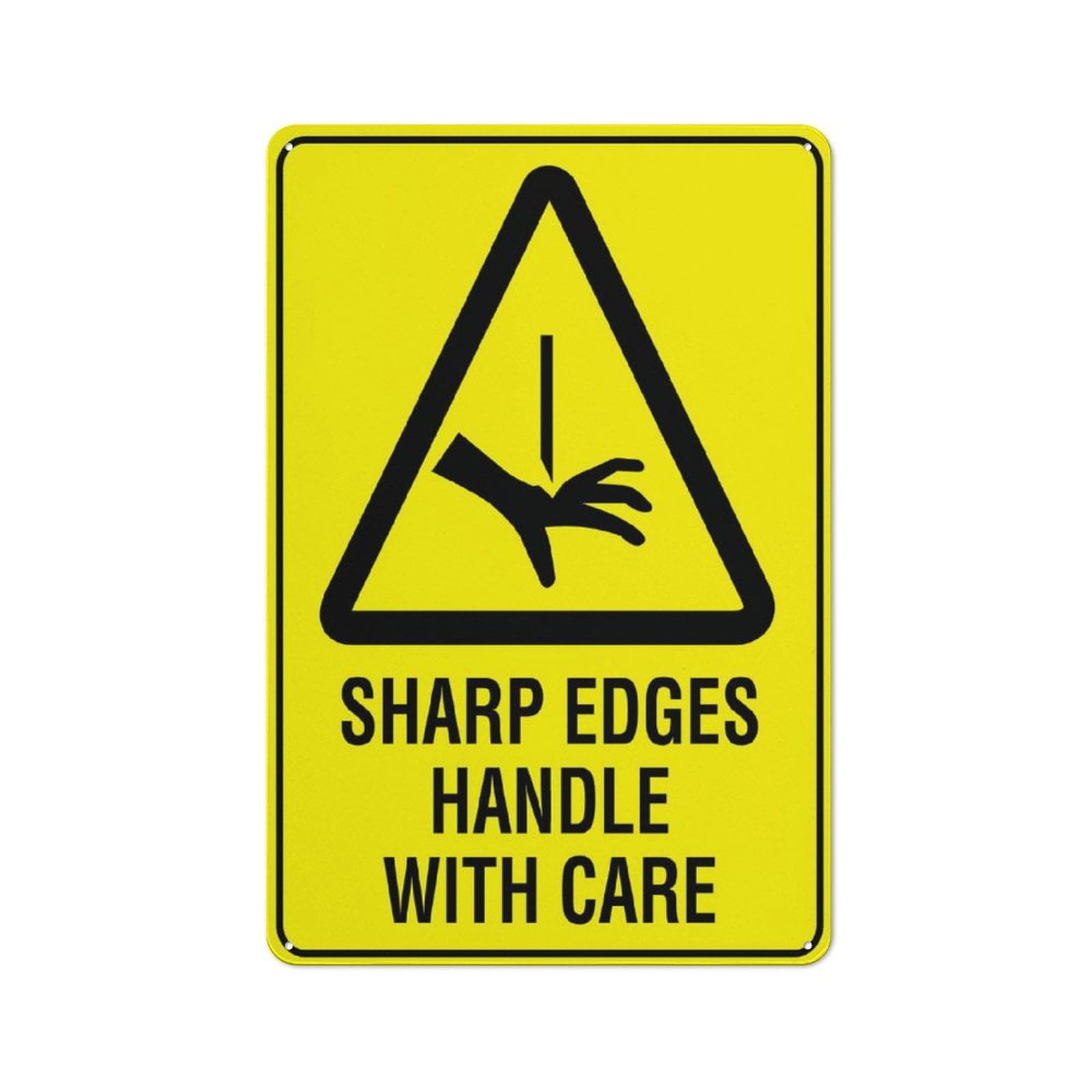 Sharp Edges Handle with Care Sign 8x12 Inch Metal Sign,Rustproof Aluminum Plaque
