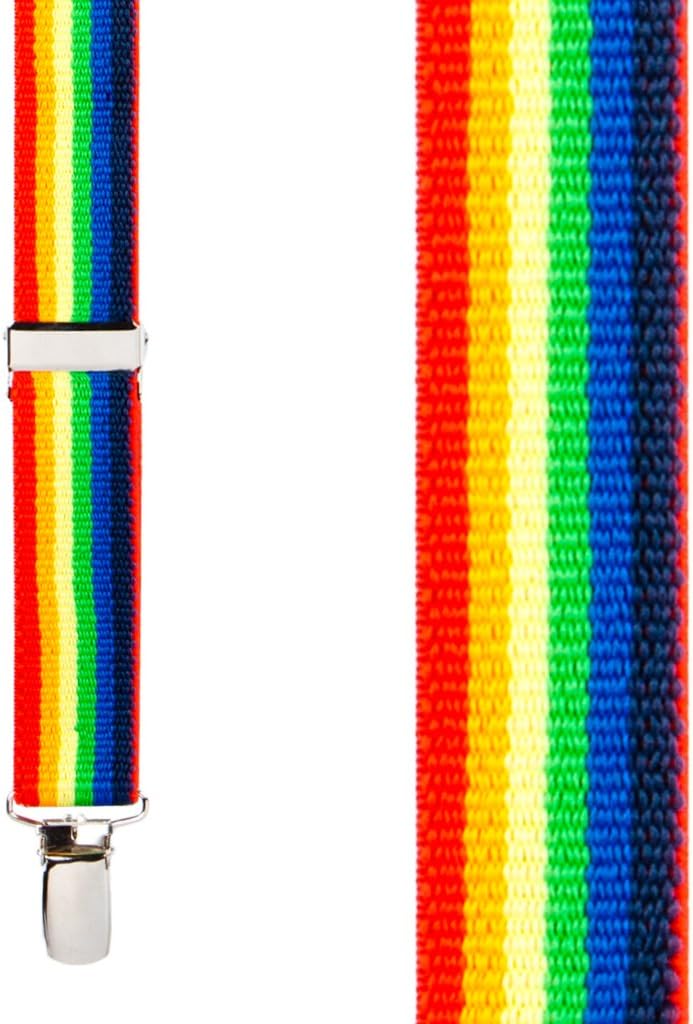 Suspender Store Novelty Rainbow Striped Suspenders - 1.5-Inch Wide Elastic Straps - X-Back - Clip - 3 Sizes image 2