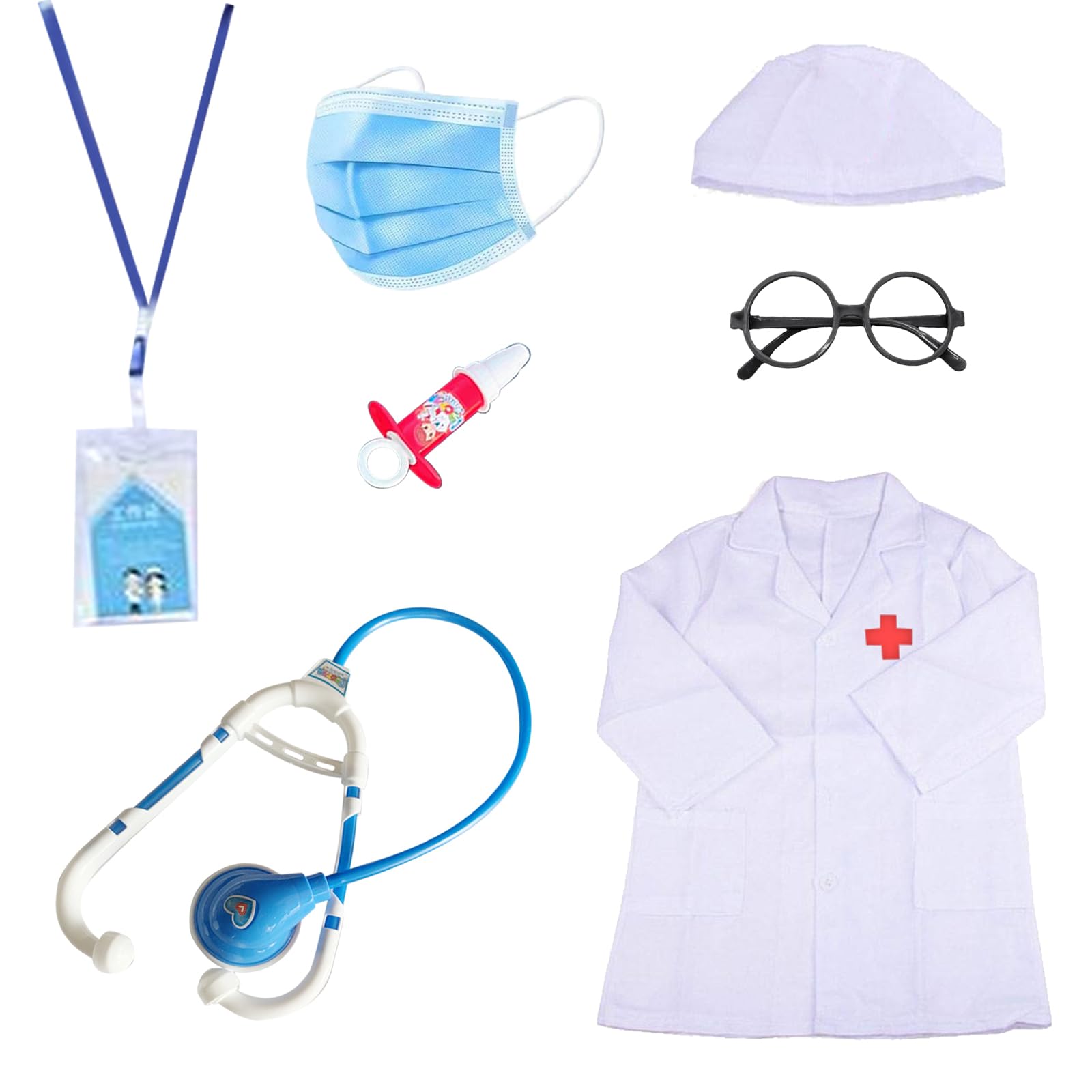 DKDDSSS Doctor Set for Kids Costume Set including Syringe, Stethoscope and Coat - Image 3