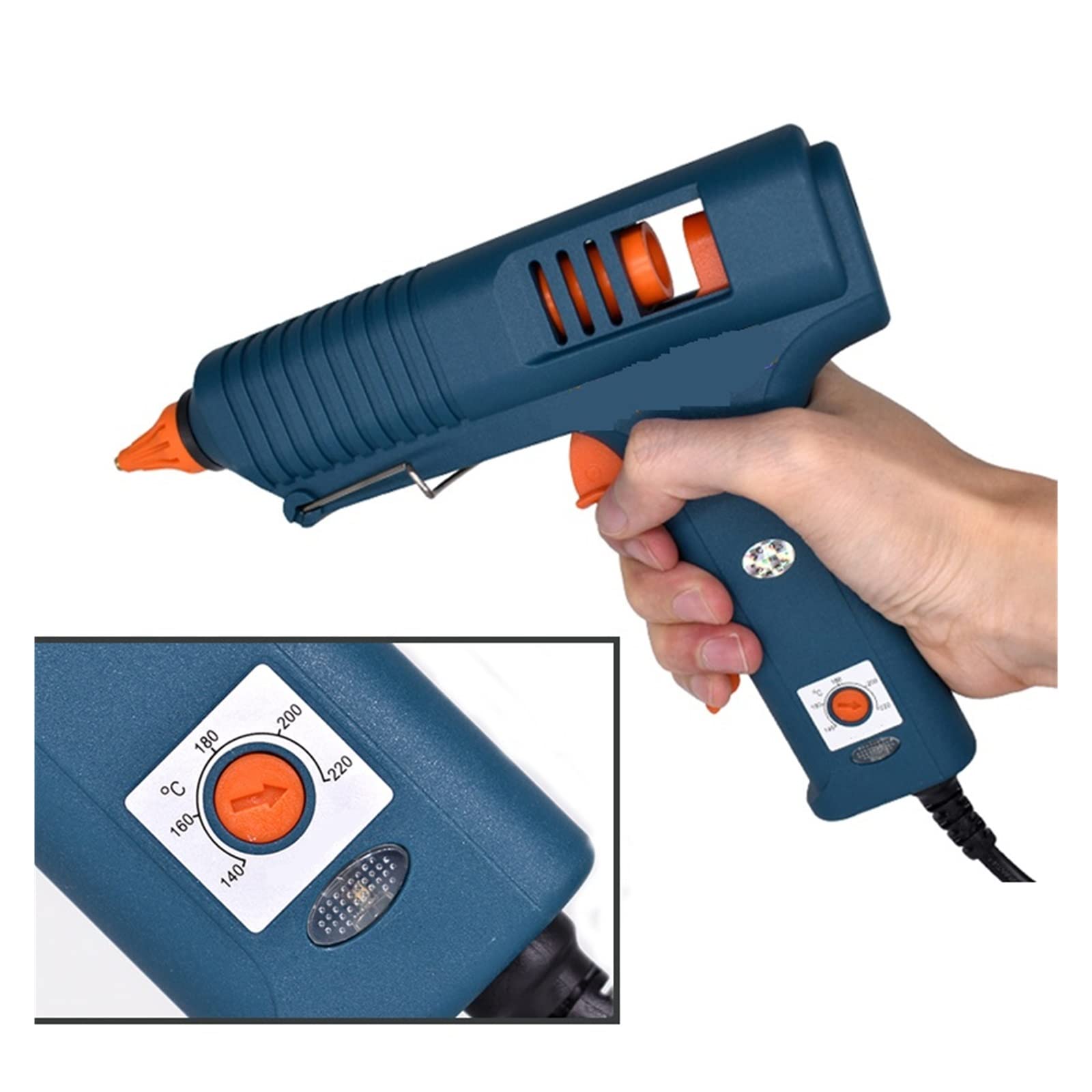 150W Pistolet Do Klejenia Na Gorąco Regulowana Temperatura Dysza 11mm Kleje W Sztyfcie Profesjonalny Przemysłowy Klej Gorący Szybkie Niezawodne Klejenie(SET A)