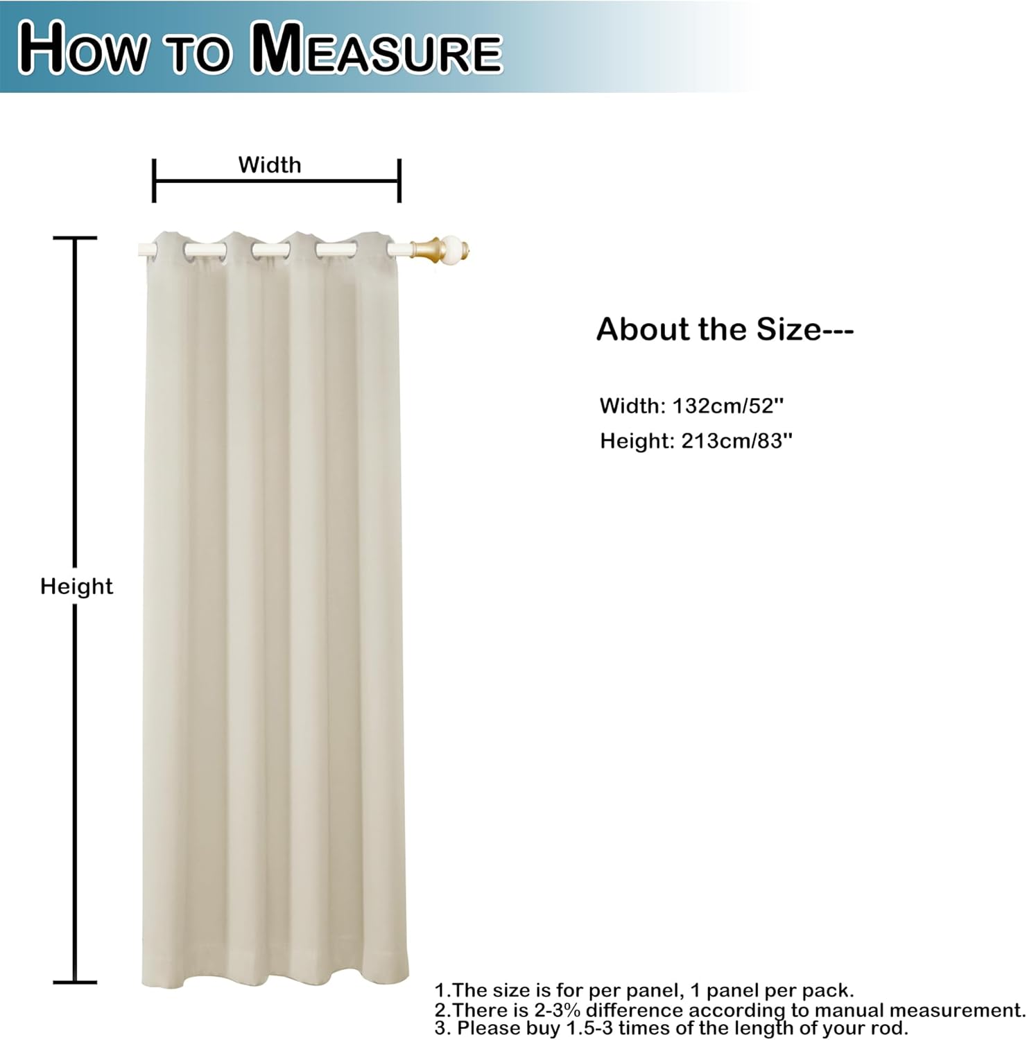1 Panel Thermal Insulated 100% Blackout Curtains Winter Curtains Christmas Curtain Thicken Upgraded Winter Bedroom Curtain Heavy Duty Eyelet Thermal Curtains for Cold (Beige, 52"x 84")