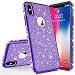 Produktbild Homikon Silikon Hülle Kompatibel mit iPhone X/XS Überzug TPU Bling Glitzer Strass Diamant Schutzhülle Ultra Dünn Kratzfest Soft Flex Durchsichtig Silikon Handyhülle Tasche Case - Lila