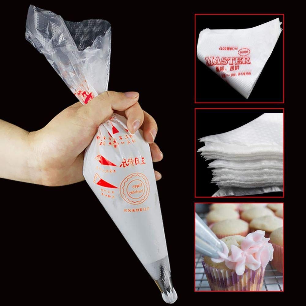 Homebakers Mart Polythene Plastic Icing Piping Bags for Cake/Pastry/Cupcake Decorating - 100 Pcs (Transparent) 1