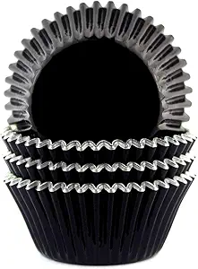 Eoonfirst Foil Cupcake Liners Halloween Party Standard Baking Cups 100 Pcs (Black)