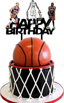 Basketball Happy Birthday Cake Topper for Boys Sport Themed Party Decoration