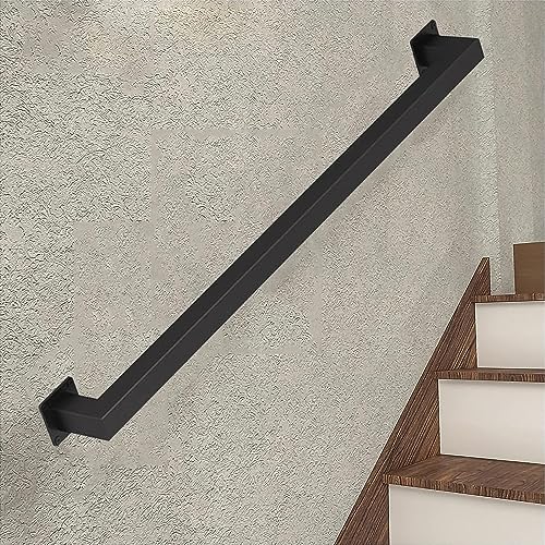 Rampe d'escalier industrielle noire mate de 250 cm avec supports muraux - 2