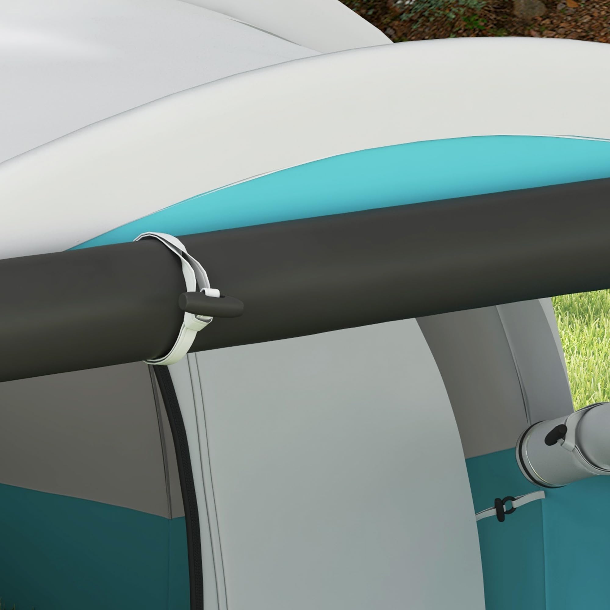 Outsunny Tente de Camping familiale 4-5 Personnes, Tente Tunnel imperméable, 2 Portes + fenêtres, ventilée, Facile à Monter, 4,6 x 2,6 x 1,9 m, Bleu