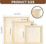 12 Pack Wooden Canvas Boards, Unfinished Wood Panel Boards, Blank Painting Canvas Panels for Paint Pouring Arts DIY Crafts (3 Sizes)