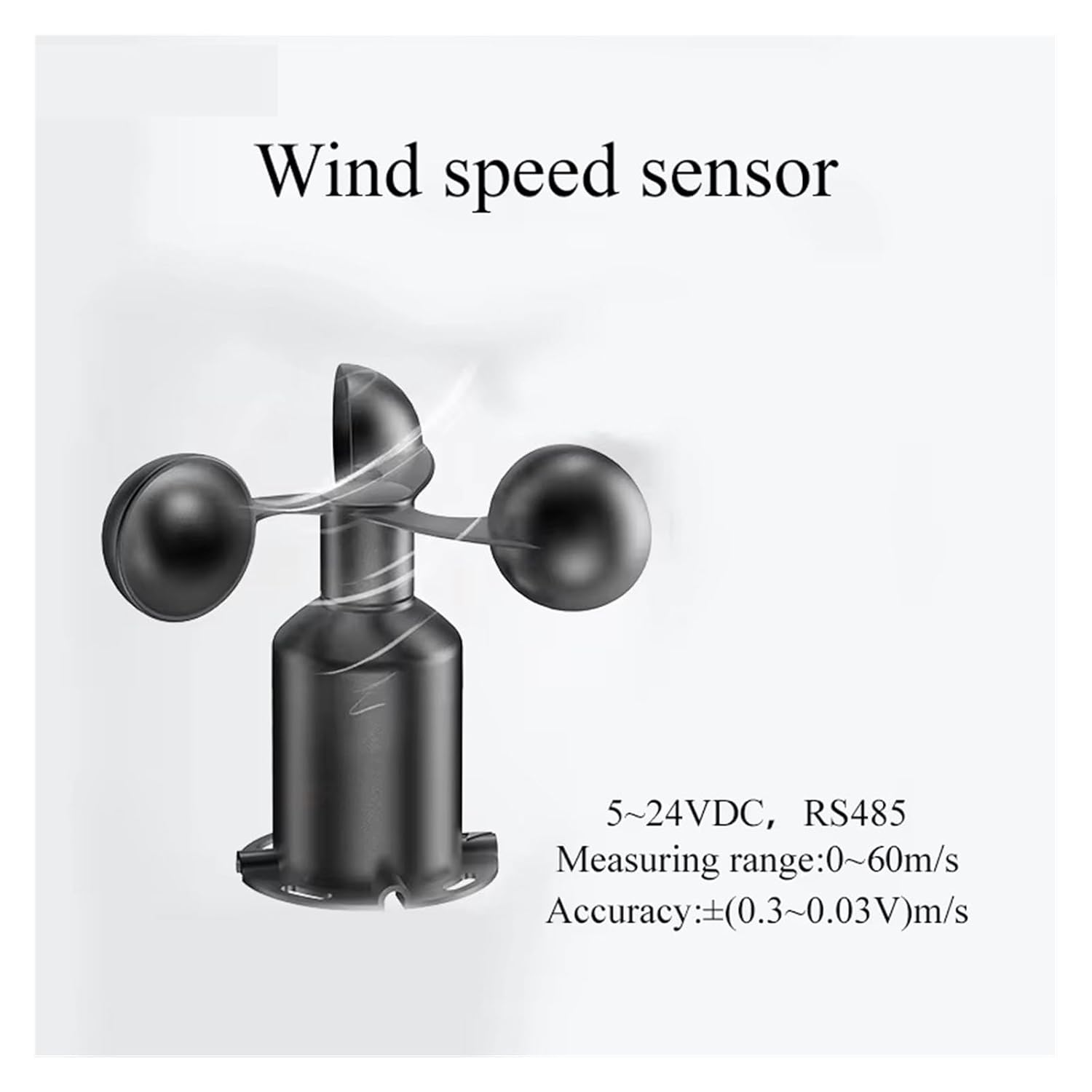3 Cup ABS Wind Speed Sensor, XS-WSS01 RS485 Crane Anemometer for Weather Station(XS-WSS01-RS485-60)
