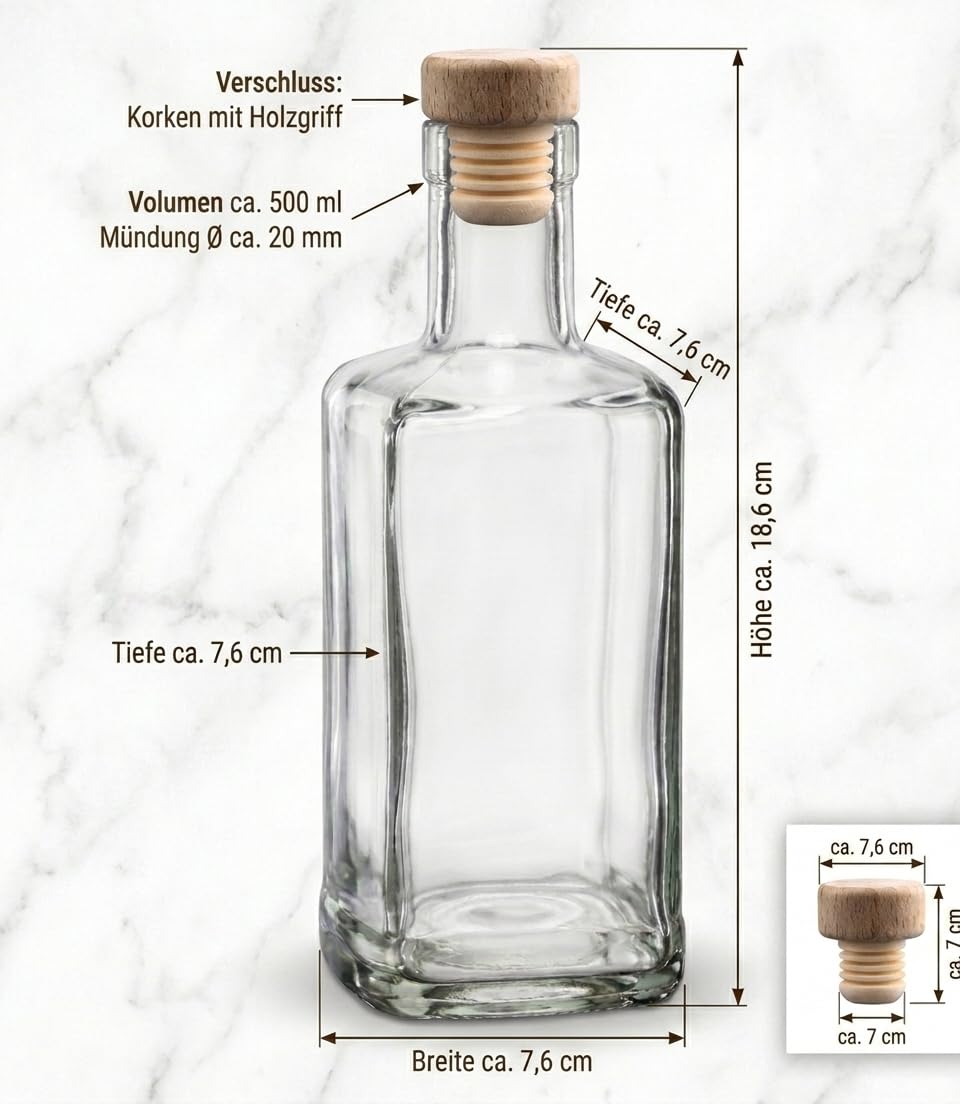 Gouveo Set 12 Bottiglie In Vetro Maraska 500 Ml Con Tappo A Vite - Per Liquori, Olio, Aceto