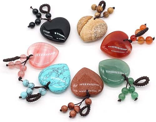 Miniatura 2 de LHJ 4 colgantes de piedra natural con forma de corazón pulido de ágata de cristal mezclado para hacer joyas, collares, pulseras, Ágata