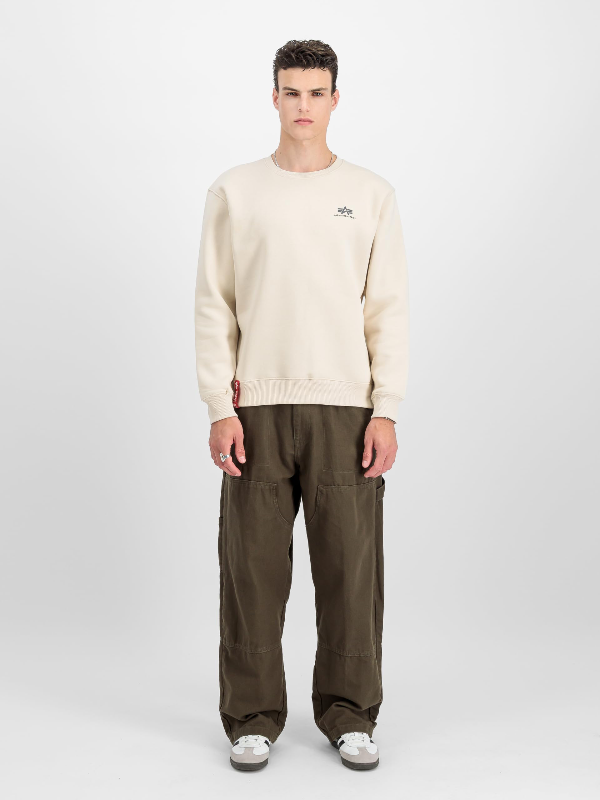 Alpha Industries Basic Sweater Small Logo Sweatshirt für Herren Jet Stream White – Ansicht 2