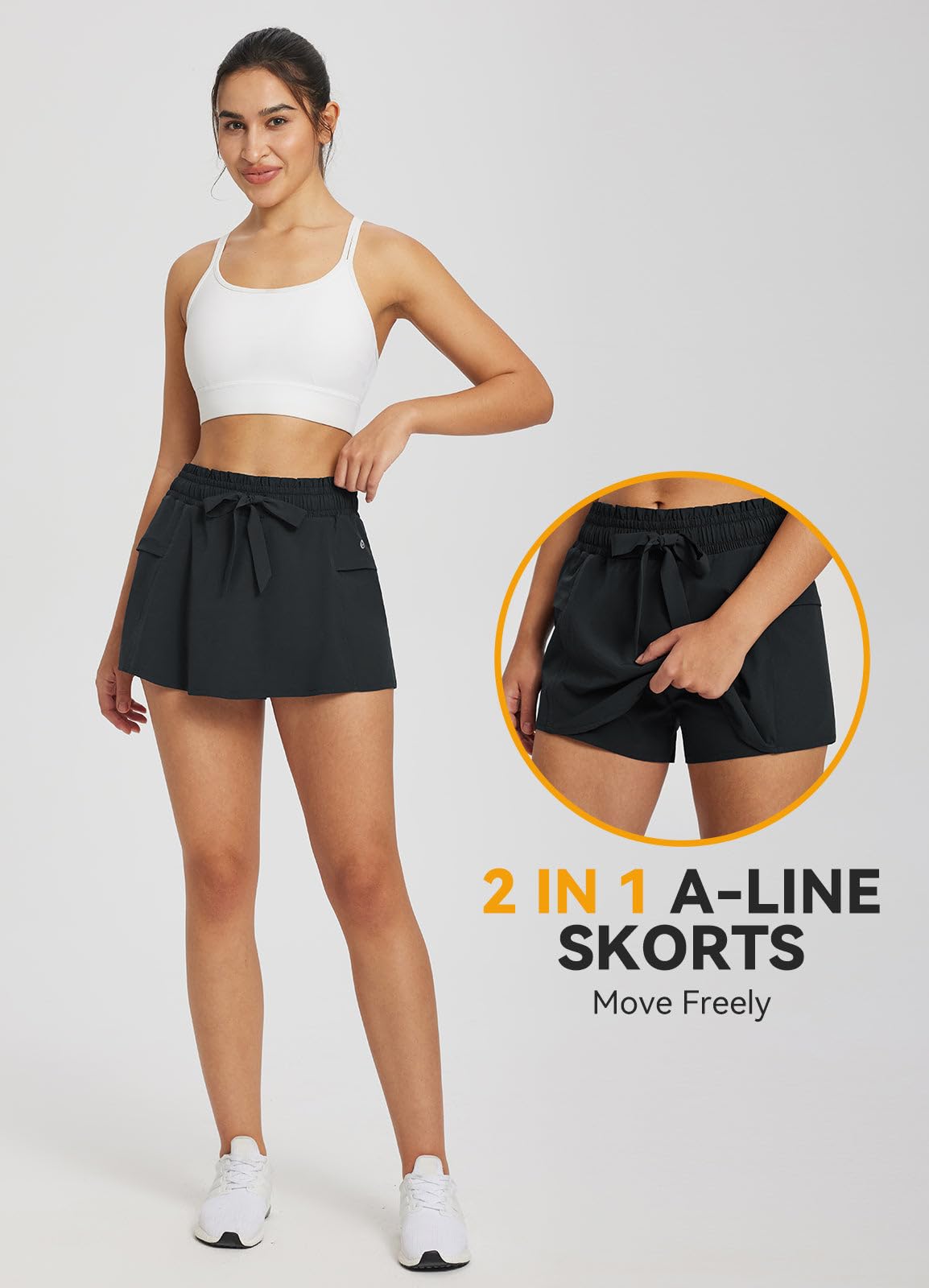 BALEAF Pantaloncini cargo da trekking da donna, a vita alta, per tennis, corsa, camminata, con tasche con cerniera, ad asciugatura rapida