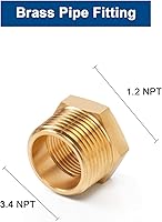 Vista 2 de Reductor de latón, buje hexagonal roscado, adaptador de montaje de extensión resistente (3/4 macho NPT x 1/2 hembra NPT, 2)