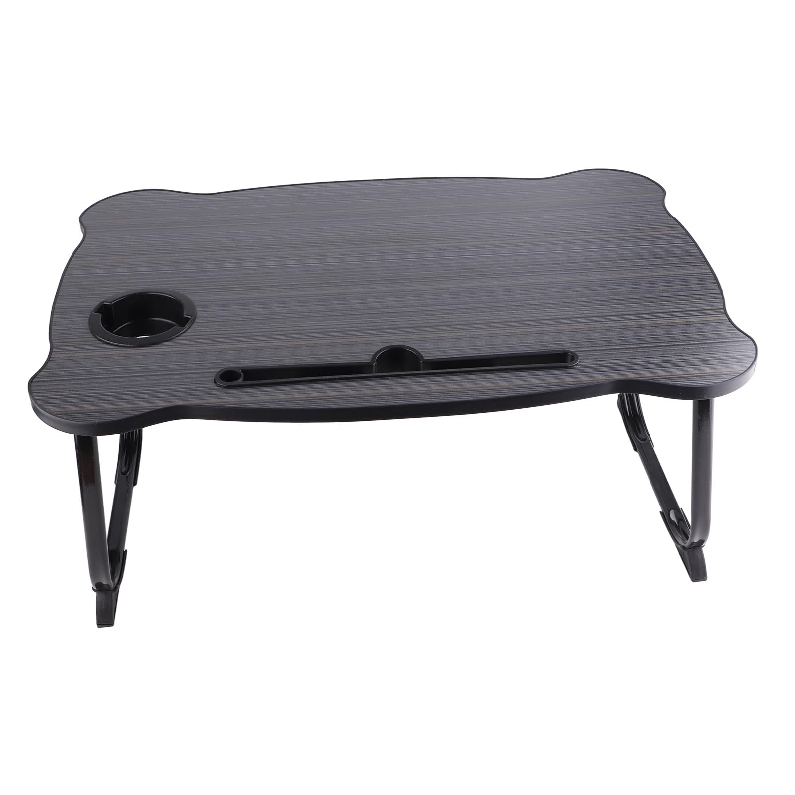 Tavolo da letto pieghevole portatile con portabicchieri, vassoio ideale per la colazione per uso portatile, perfetto per studenti e casa, 60 x 40 x 28 cm, nero, design multifunzionale