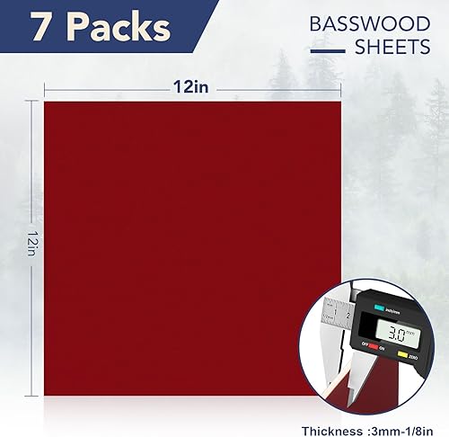 Miniatura 2 de ROBOTIME WB122 - Paquete de 7 hojas de madera contrachapada de doble cara de 18 pulgadas, 12 x 12 x 18 pulgadas, hojas de madera maciza revestidas