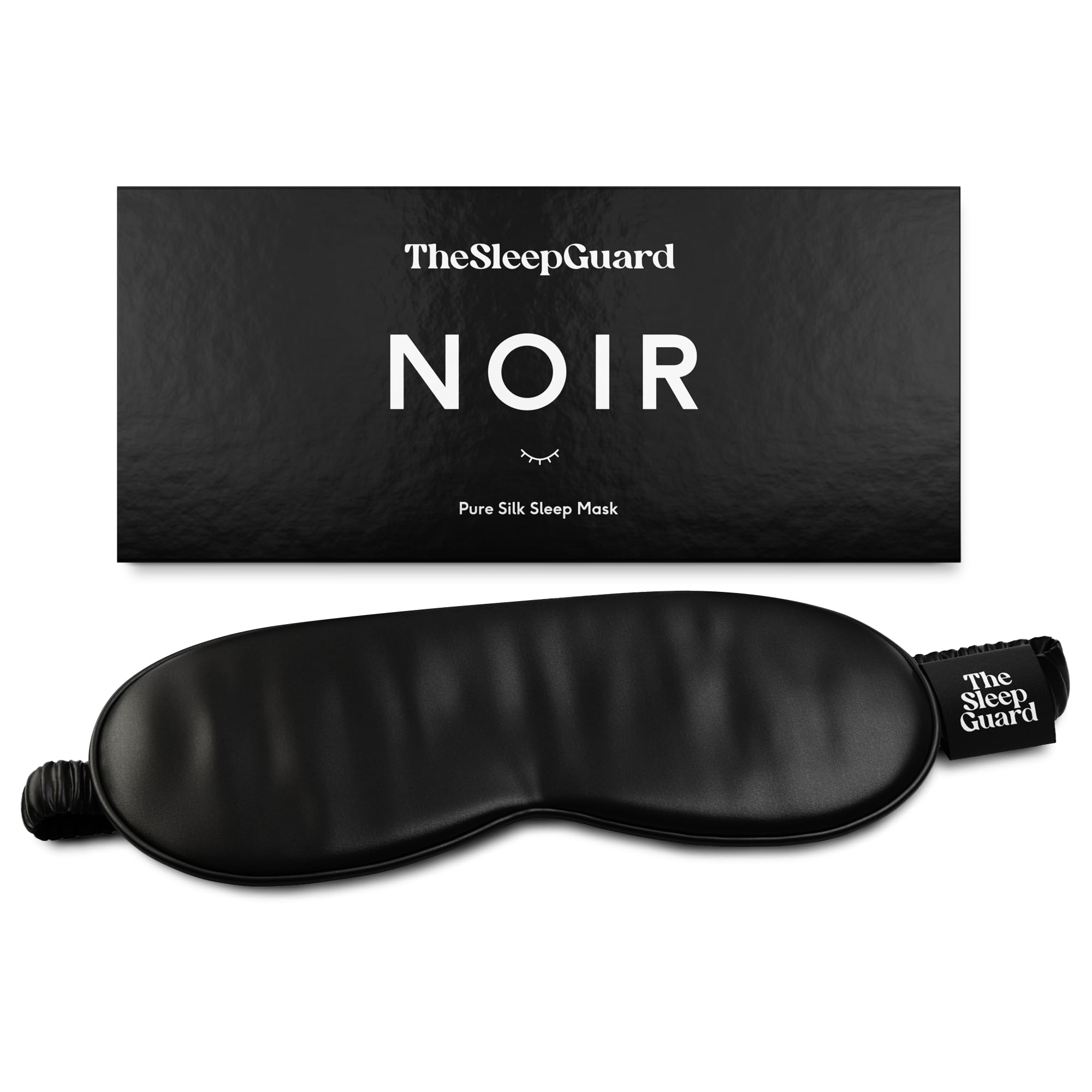 TheSleepGuard Pure Silk Sleep Mask [100% 6A Mulberry Silk, 22 Momme] Light Blocking Travel Essentials. Eye Masks for Sleeping. Black Oeko-Tex