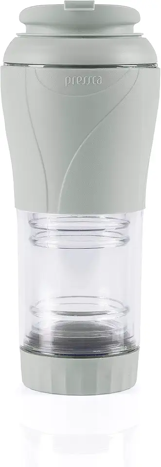 Cafeteira Portátil Pressca 350ml – Preparo Rápido de chá e café Sem Filtro Descartável | Ideal para Viagens, Escritório e Casa | Livre de BPA - Cor: Cinza Fendi
